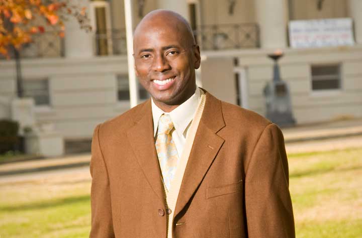 Keith Moffet in front of Macon City Hall.