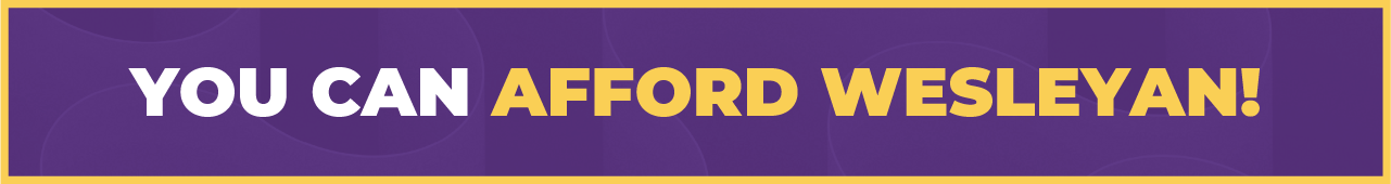 Banner that depicts that Wesleyan is affordable