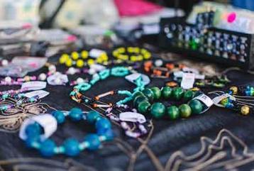 Picture of jewelry on table during Wesleyan Market