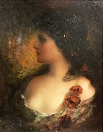 Picture of painting Portrait of a Lady with Red Poppies on Shoulder.