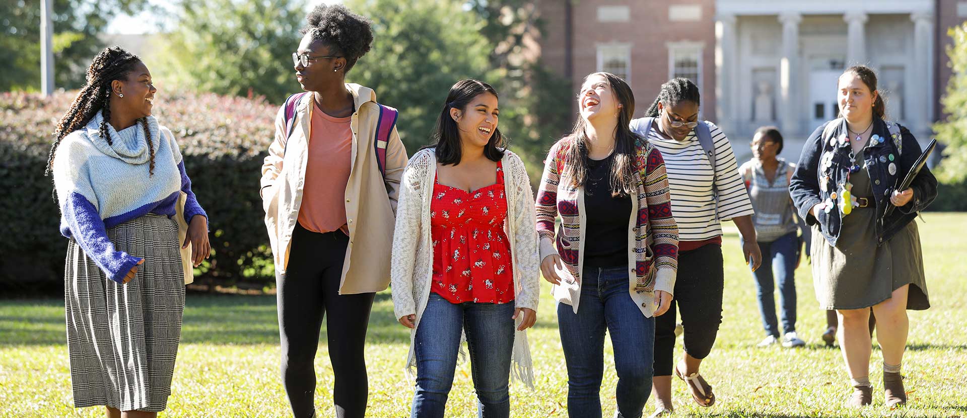 Students on campus walking to class.