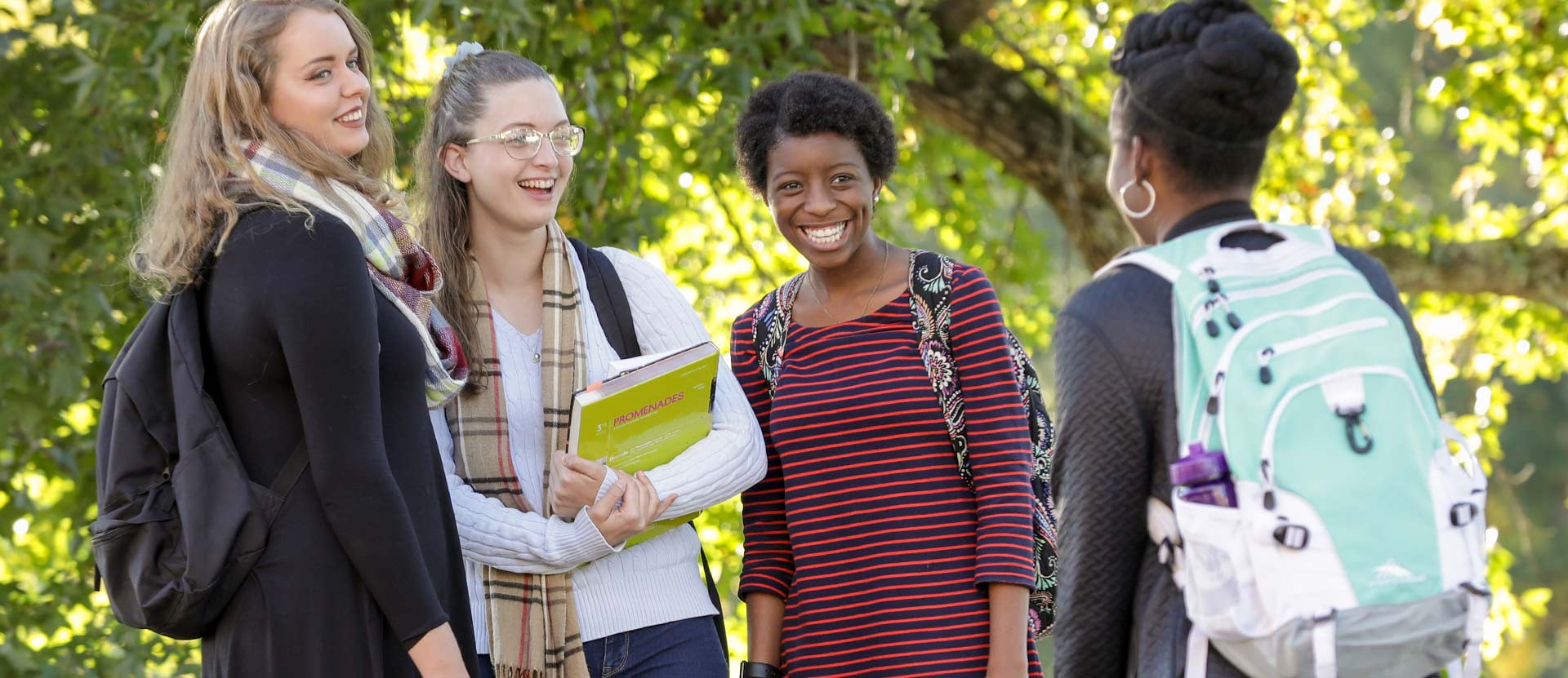 Students talking outside