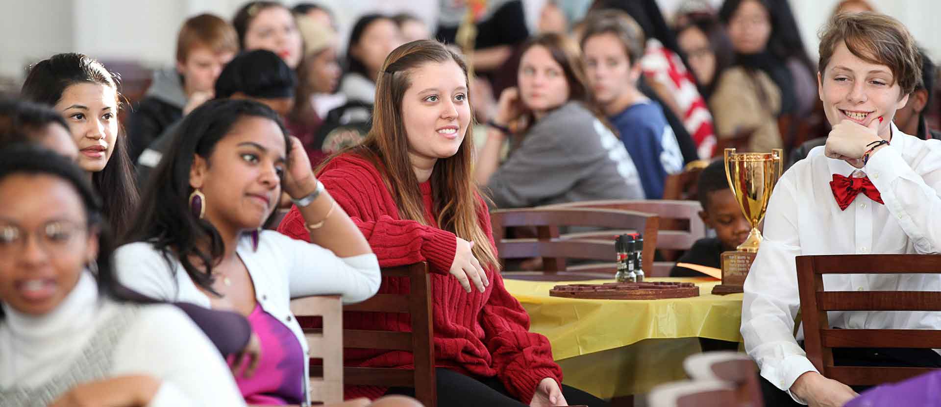 Students in the dining hall during ceremony