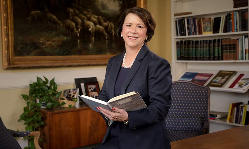 President Vivia Fowler sits in her office.